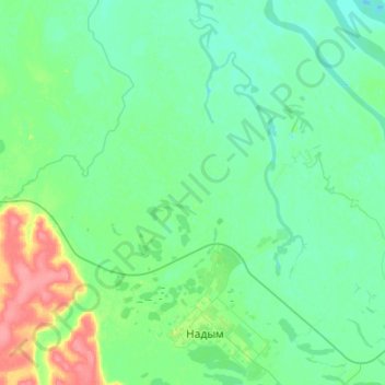 Mappa topografica Надым, altitudine, rilievo