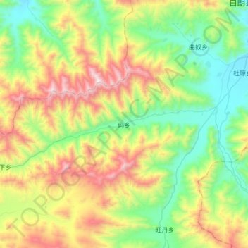 Mappa topografica 玛乡, altitudine, rilievo