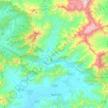 Mappa topografica Curacaví, altitudine, rilievo