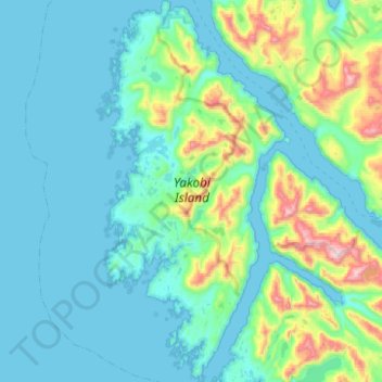 Mappa topografica Yakobi Island, altitudine, rilievo