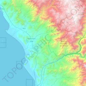Mappa topografica Virú, altitudine, rilievo
