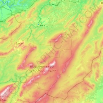Mappa topografica Саткинское городское поселение, altitudine, rilievo