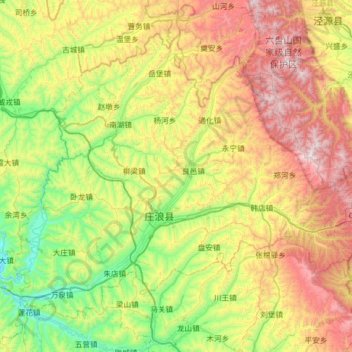 Mappa topografica 庄浪县, altitudine, rilievo