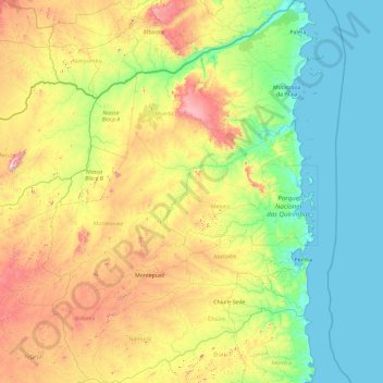 Mappa topografica Cabo Delgado, altitudine, rilievo