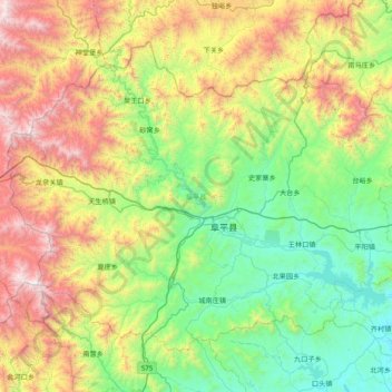 Mappa topografica 阜平县, altitudine, rilievo