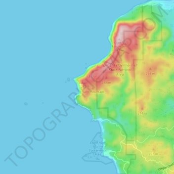 Mappa topografica Ecola State Park, altitudine, rilievo
