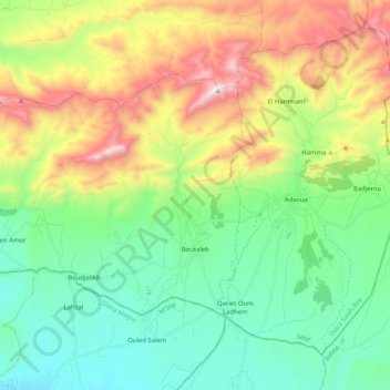 Mappa topografica Boutaleb, altitudine, rilievo