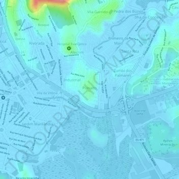 Mappa topografica Planalto, altitudine, rilievo