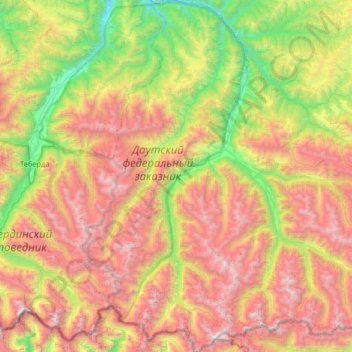 Mappa topografica Учкуланское сельское поселение, altitudine, rilievo