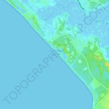 Mappa topografica Grande plage de Sion, altitudine, rilievo