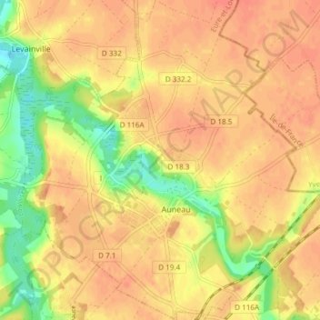 Mappa topografica Auneau, altitudine, rilievo