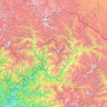 Mappa topografica Joshimath Tehsil, altitudine, rilievo
