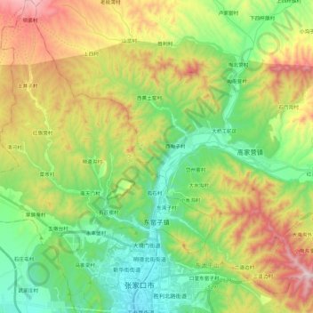 Mappa topografica 东窑子镇, altitudine, rilievo