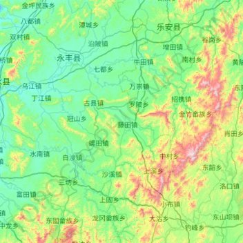 Mappa topografica 永丰县, altitudine, rilievo