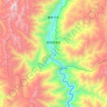 Mappa topografica 纳西民族乡, altitudine, rilievo
