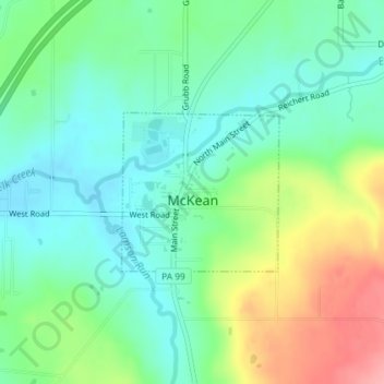 Mappa topografica McKean, altitudine, rilievo