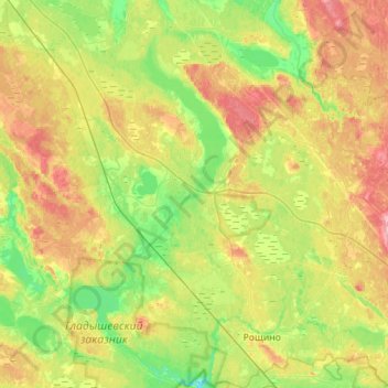 Mappa topografica Рощинское городское поселение, altitudine, rilievo