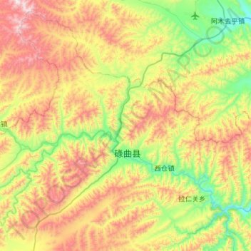 Mappa topografica 玛艾镇, altitudine, rilievo