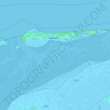 Mappa topografica Ameland, altitudine, rilievo