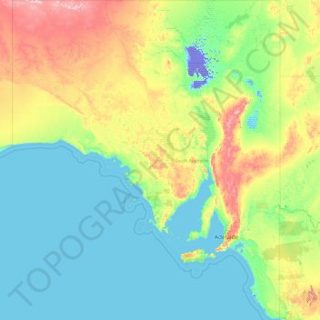 Mappa topografica South Australia, altitudine, rilievo