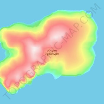 Mappa topografica остров Рудольфа, altitudine, rilievo