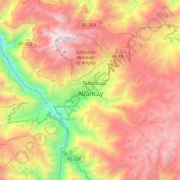 Mappa topografica Abancay, altitudine, rilievo