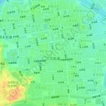 Mappa topografica 三江街道, altitudine, rilievo