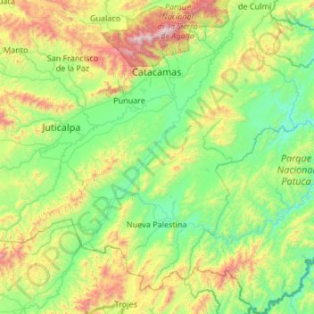 Mappa topografica Catacamas, altitudine, rilievo