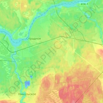 Mappa topografica Отрадненское городское поселение, altitudine, rilievo