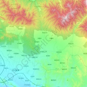Mappa topografica 东望山乡, altitudine, rilievo