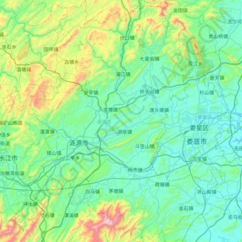 Mappa topografica 涟源市, altitudine, rilievo