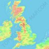 Mappa topografica Gran Bretagna, altitudine, rilievo