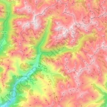 Mappa topografica la Vall de Boí, altitudine, rilievo