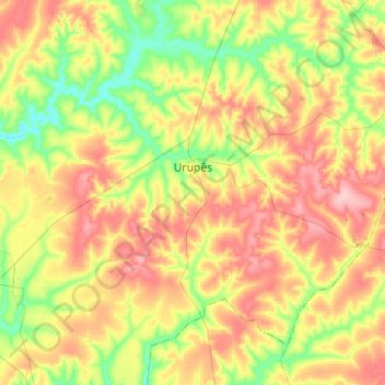 Mappa topografica Urupês, altitudine, rilievo