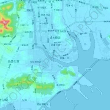 Mappa topografica 城关街道, altitudine, rilievo