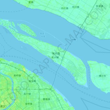 Mappa topografica 长兴镇, altitudine, rilievo