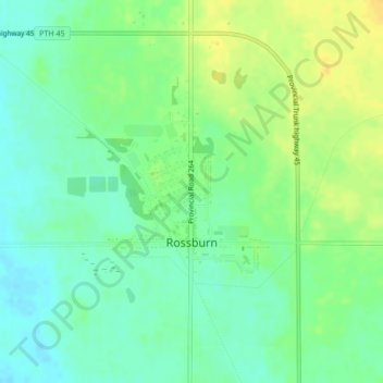 Mappa topografica Rossburn, altitudine, rilievo