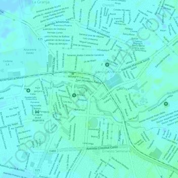 Mappa topografica Malecon 2000, altitudine, rilievo