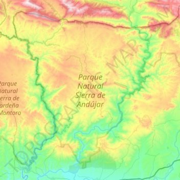 Mappa topografica Parque Natural Sierra de Andújar, altitudine, rilievo