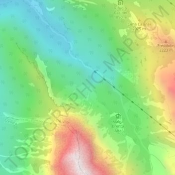 Mappa topografica Val Brenta, altitudine, rilievo