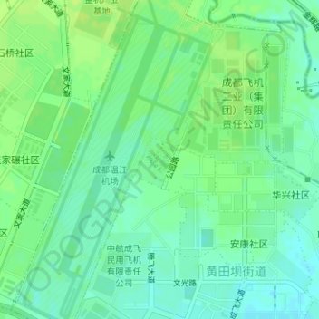Mappa topografica 成飞公园, altitudine, rilievo