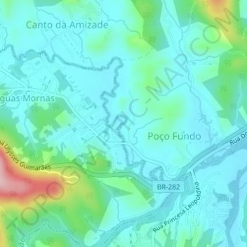 Mappa topografica Rio Forquilha, altitudine, rilievo