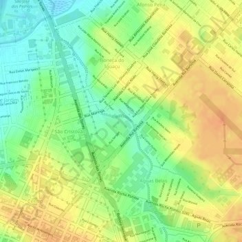 Mappa topografica Rio Ressaca, altitudine, rilievo