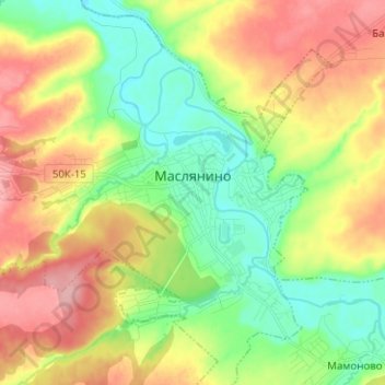 Mappa topografica Маслянино, altitudine, rilievo
