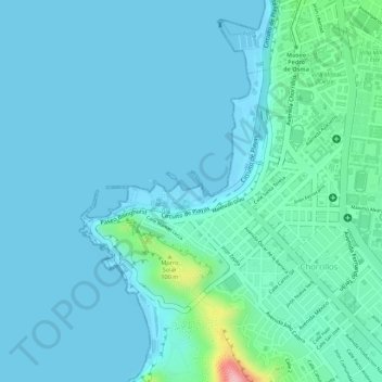 Mappa topografica Playa Pescadores, altitudine, rilievo