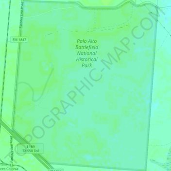 Mappa topografica Palo Alto Battlefield National Historical Park, altitudine, rilievo