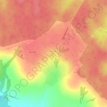 Mappa topografica Оранки, altitudine, rilievo