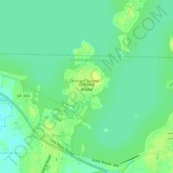 Mappa topografica Orchard Island, altitudine, rilievo