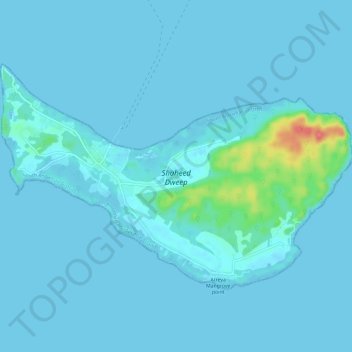 Mappa topografica Neil Island, altitudine, rilievo