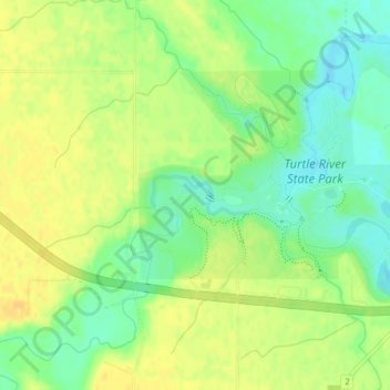 Mappa topografica Turtle River, altitudine, rilievo